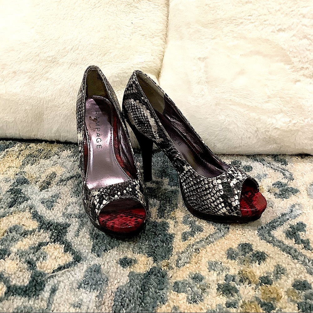 Snake skin heels.